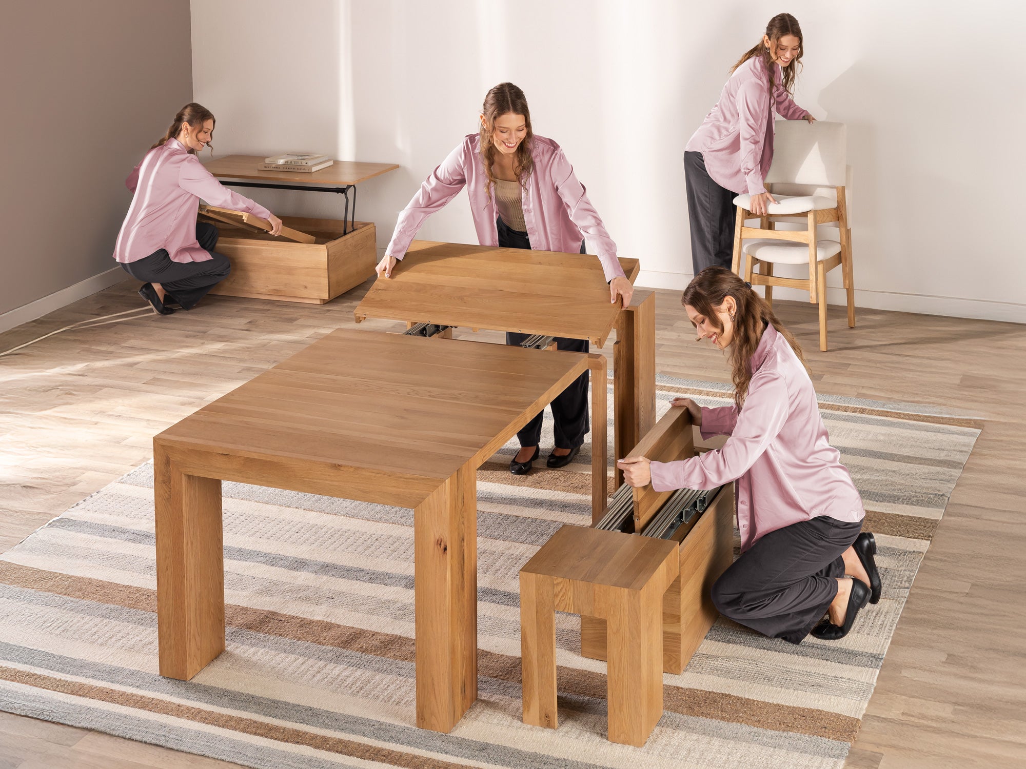 トランスフォームテーブル transform table オプション付き The Signature Solid Wood Extendable Dining Table | TT EU
